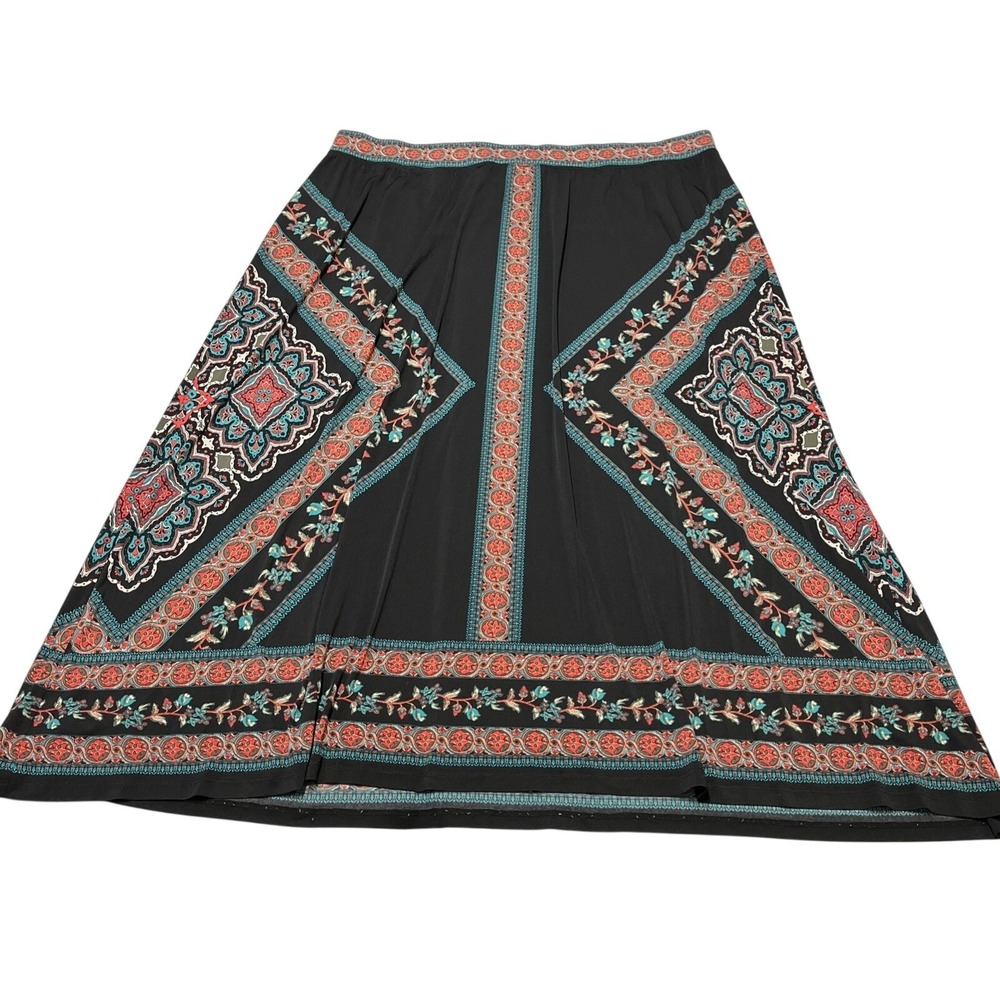 Anywear Catherines Skirt Womens 2X‎ Black Jersey Knit Maxi Mixed Floral Print
